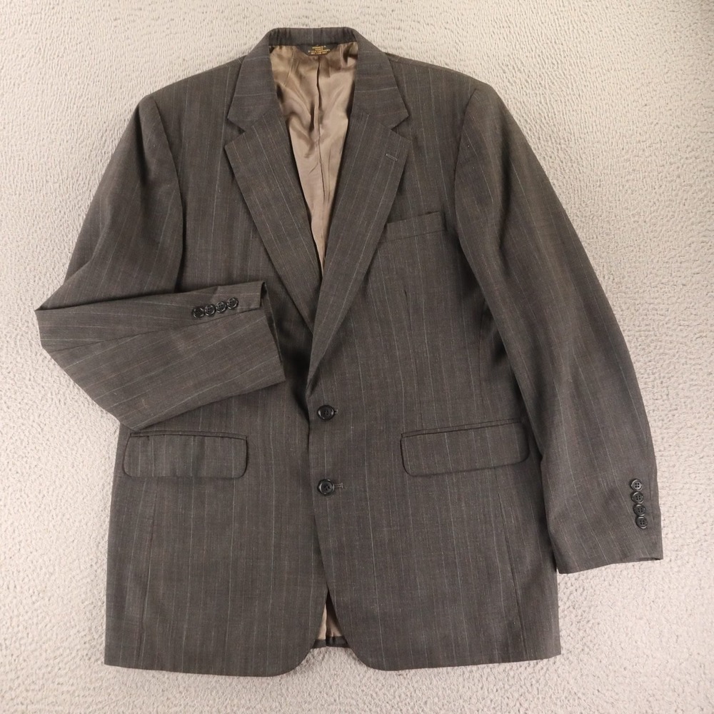 VTG Hill & Archer Jacket 44L LT Gray Pinstripe Wool Blazer Sport Coat